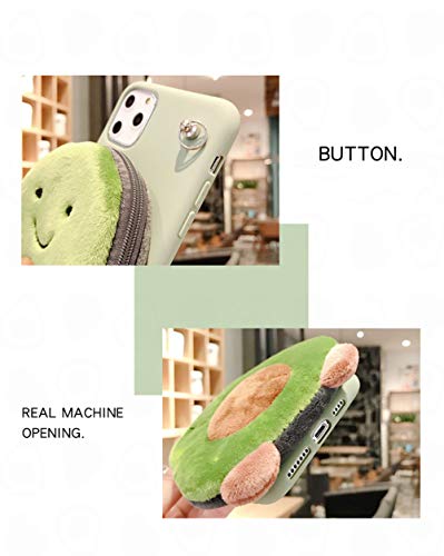 Sgvahy Fluffy Wallet Case For Iphone 11, Cute Avocado Coin Purse Cover Case With Long Lanyard Ultra-Thin Soft Silicone Case Shockproof Protective Case (Avocado, Iphone 11) #TOP2