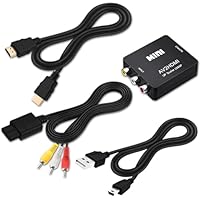 COMeap AV to HDMI Converter, N64 AV Cable for Nintendo 64 / Gamecube/Super Nintendo SNES, RCA to HDMI Converter with USB Power and HDMI 4K Cable, Support TV with RCA or HDMI Input 6FT(1.8M)