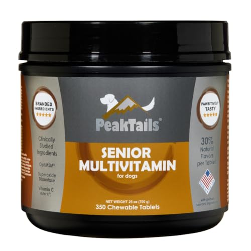Image of Senior Multivitamin for Dogs - 350 Chewable Tablets with MSM, Superoxide Dismutase