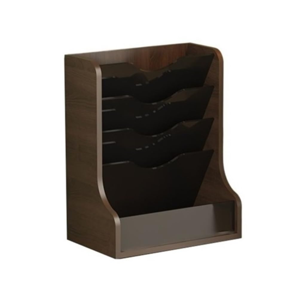 Stojak na dokumenty 5-kieszeniowy organizer na biurko, pionowy stojak na czasopisma, akcesoria biurowe, artykuły papiernicze(Brown)