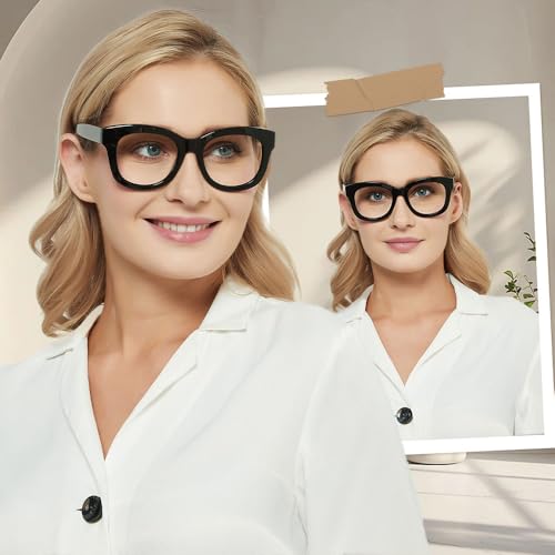 Image of JiSoo Oversized Reading Glasses for Women Men, Stylish Designer Readers Women with Large Frame