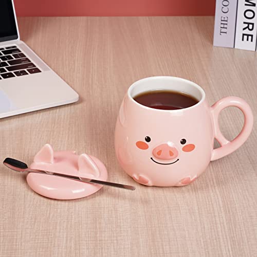 Epfamily Pig Coffee Mug With Lid Pink Coffee Mug With Spoon Novelty Tea Mug For Women Mothers Day Birthday Christmas Holiday Housewarming Gifts For Pig Lovers #TOP3