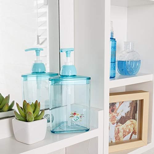 Flauntina Acrylic Plastic Transparent Hand Wash Liquid Soap and Shampoo Dispenser for Bathroom and Kitchen (Triangle Shape) 400ml (Sea Blue)