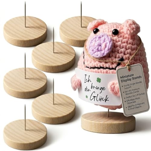Support de présentation pour poupée au crochet en bois - Lot de 6 socles à aiguille unique