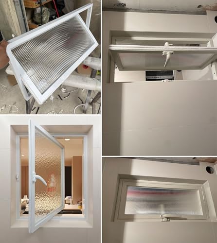Ventana de baño giratoria de repuesto rectangular blanca de 70 x 60 cm con asa HOMEed 8