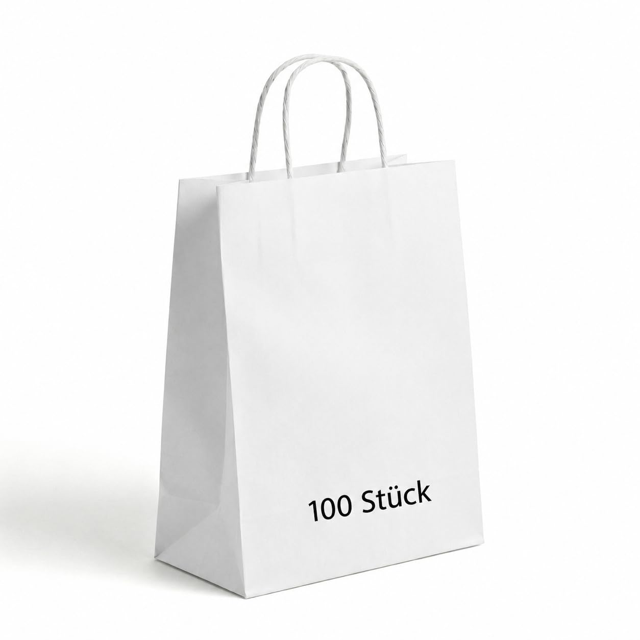 Commerline 100 Stück Weiß Papiertüten mit Henkel, 45+17x48 cm Kraftpapier Tüten mit Kordelgriff, Papiertragetaschen für Einkaufen und Verpackung, Geschenktüten Kindergeburtstag, Partys, DIY