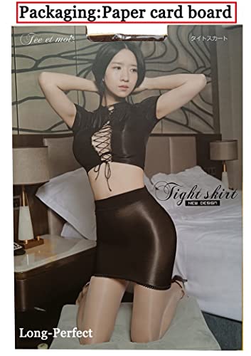 Long-Perfect Womens Super Shiny Shaping Miniskirt Oily Bright Shimmery Stockings Skirt2
