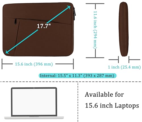 Image of Laptop Sleeve Bag 15.6 inch, Shockproof Protective Computer Carrying Cover with Front Pocket, Laptop Case for 15.6 inch HP, Dell, Acer, Asus, Notebook, Coffee Color