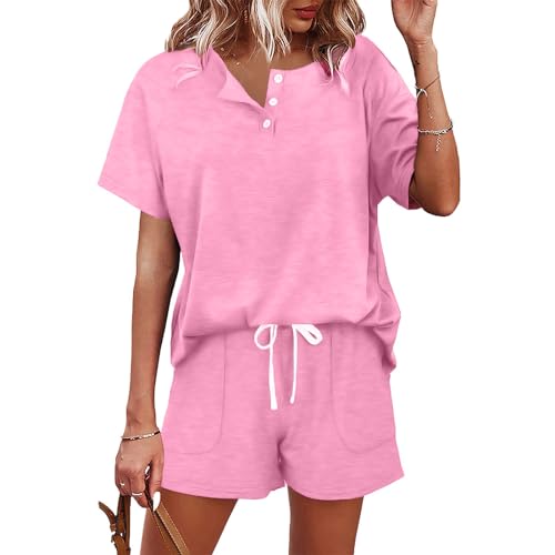 Combinaison short bouton cordon de serrage ensemble rose S