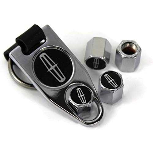 dantegts Lincoln Negro Rueda aire neumático tapón para válvula, plástico ABS/W Llavero Cromado