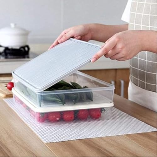 Image of SR Modular Plastic Storage Containers with Lid, Fridge Storage Boxes Keeps Dry Fruits, Vegetables, Meat, Fish Fresh Longer Fridge Organizer, Set of 3 (1 pcs 2500 ML, 2 pcs 1200 ML)