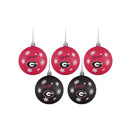 FOCO Georgia Bulldogs NCAA 5 Pack Shatterproof Ball Ornament Set