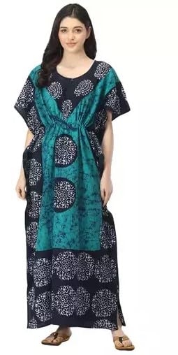 cigain Women's Cotton Kaftan Maxi Nightgown Nighty Nightdress Nightwear - Cotton-Batik-picture-53