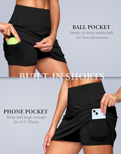 SANTINY 14" Skorts for Women with 2 Pockets High Waisted A Line Casual Pickleball Golf Skort Athletic Tennis Skirt4
