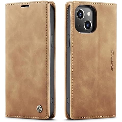 SINIANL Leather Case for iPhone 15 Case Wallet, for iPhone 15 Wallet Case Book Folding Flip Folio Case with Magnetic Kickstand Card Slots Protective Cover for iPhone 15, Brown Cover