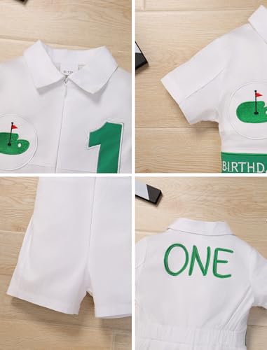 IMEKIS Baby Boys Golf 1st 2nd Birthday Outfit One Piece Jumpsuit Short Sleeve Cake Smash Photo Shoot4