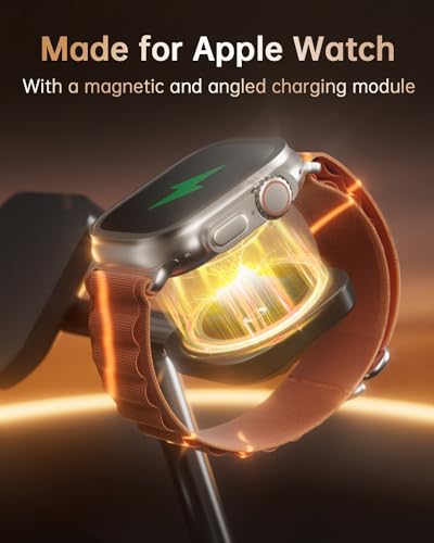 Image of HEYMIX 3-in-1 Magsafe Wireless Charger, Fast Wireless Phone Charging Dock Compatible with Apple, Magnetic Wireless Charging Stand Compatible with iPhone 15 /14 /13 /12 (T20-B)