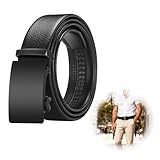 Ruvan Gürtel Herren, Automatik Ledergürtel Herren, Breit 35mm Gürtel Ohne Löcher, Größe Einstellbar, Geeignet Für Geschenke Für Männer (Schwarz)