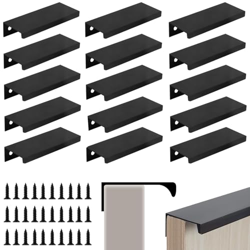 El Mejor Listado de Manillas y tiradores más recomendados. 43 15PCS Agarraderas para Cajones, 80mm Tirador de Puerta Mueble Ocultas Invisibles, tiradores de cajón modernos de aluminio para Armario Cajón para Cocina, Baño, Armario, Etc...