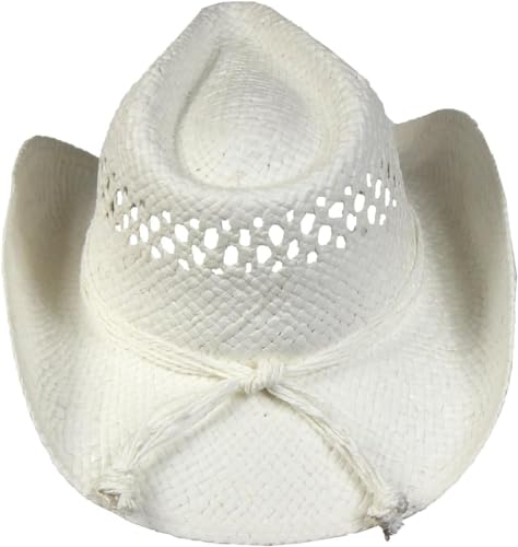 Image of TOVOSO Straw Cowboy Hat for Women with Beaded Trim and Shapeable Brim