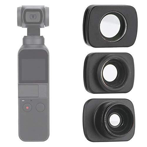 Topiky Makro Weitwinkel Aufnahme Objektiv + 10-Fach Makroobjektiv + Fisheye Verzerrte Objektivfilter 3 STK Filterfotografie Kit,für DJI OSMO Pocket