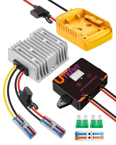 20V to 12V Step Down Voltage Converter Compatible with Dewalt 20V Battery, DC Voltage Regulator 15A MAX 120W Power Wheel Battery Adapter, Step Down Converter with Upgrade Low Voltage Protection