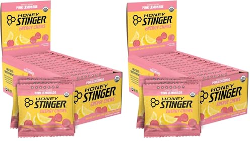 Image of Honey Stinger Organic Pink Lemonade Energy Chew, Gluten Free & Caffeine Free, for Exercise, Running and Performance, Sports Nutrition for Home & Gym, Pre and Mid Workout, 24 Pack, 21.6 Ounce