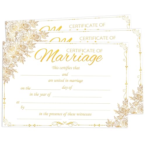 30 Pack Marriage Certificates with Gold Foil Edges...