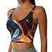 Cozy for Ice and Fire Flame Wolf Art Yoga Bra for Women Girls, U-Shaped Back Tops with Pads Control Shapewear Outfit for Sports Fitness