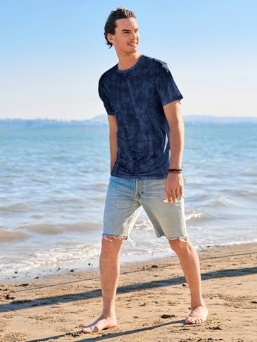 Runcati Mens Short Sleeve Crew Neck T-Shirt Tie Dye Casual Graphic Shirt Hipster Stretchy Tee Tops - Image 6