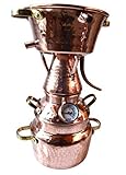 Dr. Richter® Alquitara aus Kupfer 2 Liter mit Thermometer - Modell mit 3 Sieben - Destille (anmeldefrei)