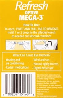 Refresh Eye Drops, Lubricant, Artificial Tears, Preservative-Free | Optive MEGA-3 | 60 Containers | Single-Use | 0.01 fl oz