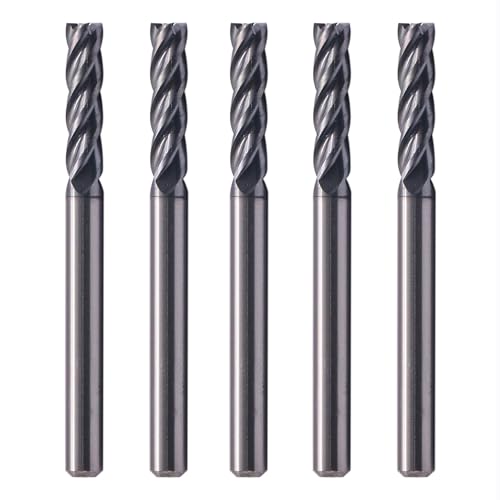 Image of 4 Flute Solid Carbide Square End Mill Set(5Pcs, 1 /8in), AlTiN Coated | 35 Helix, 1 /8 inch Cutting Dia, 1 /8 inch Shank Dia, 1 /2 inch LOC, 1-1 /2 inch OAL For Milling Alloy Steel, Hardened Steel, Iron, Copper