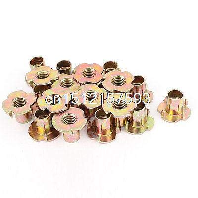 Lilianos 20Pcs 4 Prongs Zinc Plated T-Nut Tee Nut Fixing Fastener M10 x 17mm