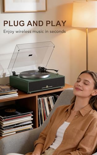 Image of Turntable Record Player with Built-in Speakers, Vinyl Record Player Support Bluetooth Playback Auto Stop 33&45 RPM Speed RCA Line Out AUX in All-in-one Belt-Drive Turntable for Vinyl Records