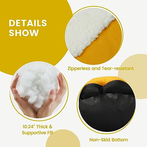 Cozy Bliss Chewy Dog Bed With Teflon Fabric 26"L X 22"W Scrubable Water Resistant Pet Cat Crate Mat Non Stick Hair Washable Anti Slip Orthopedic Luxury Couch Outdoor For Large Small Medium Dogs Yellow #TOP3