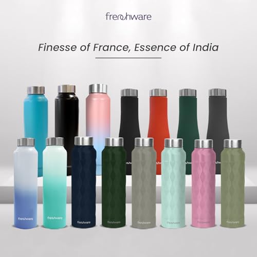 Image of Frenchware Water Bottle (1 Litre, Premium Stainless Steel, Olive) Bottle for Fridge, School, Outdoor, Gym, Home and Office, Scratch-Resistant, Rust Free, Non-Toxic, Easy-to-Clean