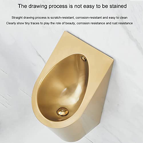 SSRURYWZ 304 Stainless Steel Smart Drainage urinals,Wall-Mounted Men's urinals Gold Small Vertical Drainage Public Toilets,for Airports, Shopping Malls, Scenic Spots (Single pcs Urinal)