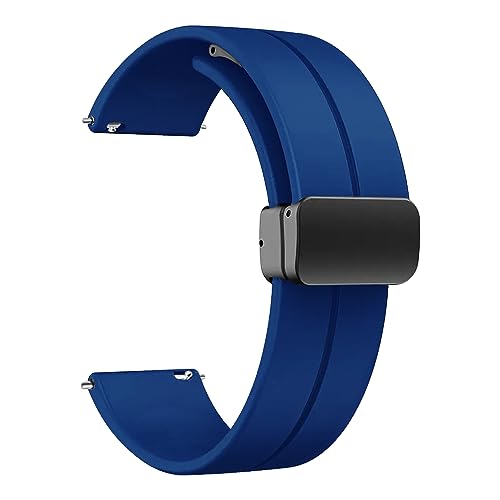 Image of ACM Watch Strap Silicone Belt Magnetic Clasp 20mm compatible with Samsung Galaxy Watch 6 Classic 44mm & 47mm Smartwatch Sports Hook Band Dark Blue