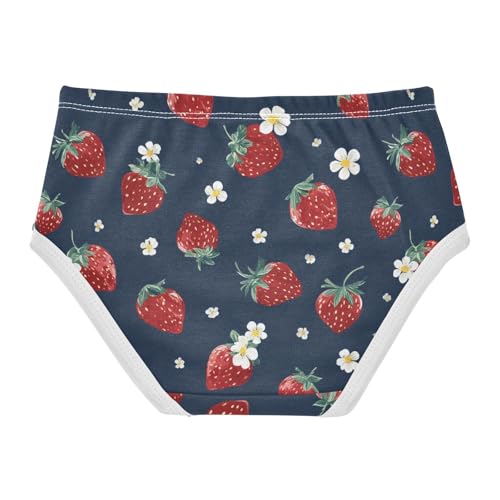 Wusikd Strawberry Girls' Underwear Cotton Blue Flowers Girls Briefs Soft Toddler Underwear 2T2