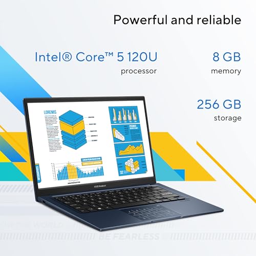 Image of ASUS Vivobook 14 14 inch FHD Display Laptop, Intel Core 5 120U, Intel Graphics, 8GB DDR4, 256GB SSD, Wi-Fi 6, Bluetooth, Copilot AI, Windows 11 Home in S Mode, Quiet Blue, X1404VAP-V14.C58256
