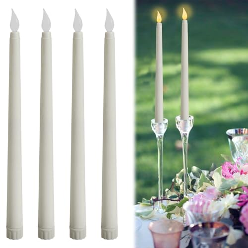 4 Pièces Blanc Bougie LED Flamme Vacillante, Bougies LED, Fausse Bougie Electrique Sans Flamme, Fausse Bougie Décorative pour Mariage, Pâques, Fête [Classe...