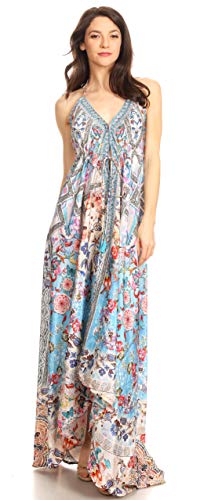 Image of Sakkas Lizi Womens Maxi High-Low Halter Handkerchief Long Dress Beach Party