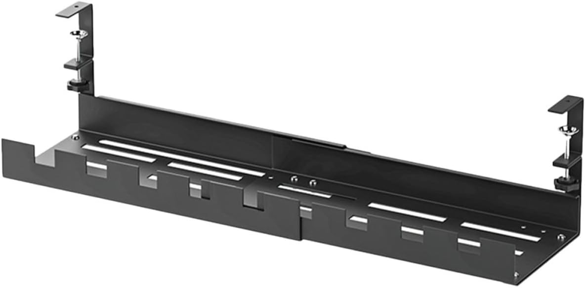Kisangel Desk Cable Management Tray with Clamp, Retractable Wire Organizer Shelf for Home Office Cord Management and Desk Storage