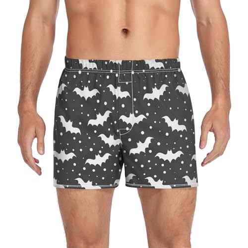 Men's Boxers Short Bat Soft Underwear Premium Woven Short Inseam Boxer Shorts Sleep Pajamas