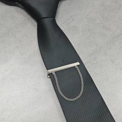 Image of Danny shi Men's Silver Golden Tie Chain Set, Gift Boxed Tie clip | Tie Chain for men wedding Tie clips