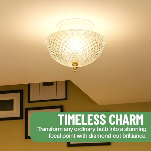 Image of Evelots Clip-On Light Shade for Ceiling Bulb or Lamp - 2 Pack Antique Diamond Cut Acrylic - Easy Install Decorative Lamp & Lighting Cover