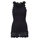 Round Scoop Neck Rosemunde Damen Tank-Top aus Seide Spitze Saum Marine L