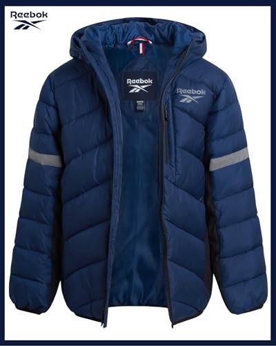 Image of Reebok Boys Puffer Jacket - Heavyweight Quilted Wind & Water Resistant Boys Winter Coat - Insulated Bubble Kids Winter Jacket