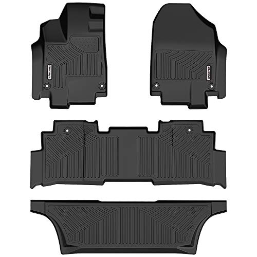 OEDRO Floor Mats Compatible for 2018-2022 Honda Odyssey, Unique Black TPE All-Weather Guard Includes 1st, 2nd and 3rd Row: Full Set Liners